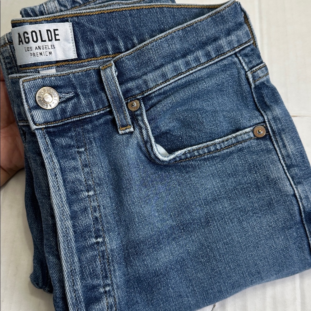 Agolde High Rise‎ Button Fly Medium Wash Denim Womens 27 Jeans Slim Fit